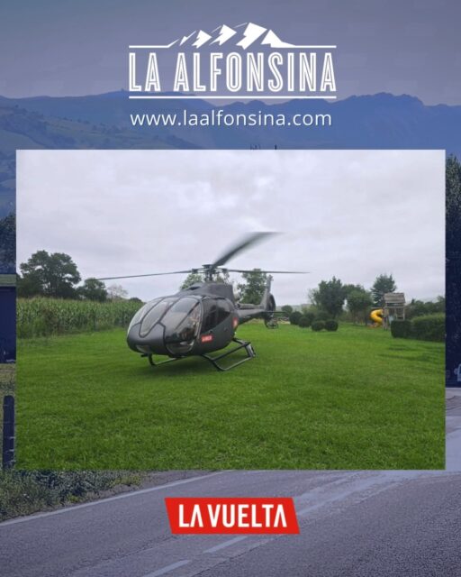 El helicóptero de la #LaVuelta25 aterrizando en el parque de La Alfonsina. Mañana pasa La Vuelta por delante del hotel en su etapa entre Laredo y Los Corrales de Buelna. 
.
📞 658 88 45 54 🖥️ laalfonsina.com
#AlfonsinaHotel #HotelesRurales #HotelesConEncanto #DondeFonso #SantibañezdeCarriedo #DesayunoPasiego #Villacarriedo #VallesPasiegos #cantabrianaturaloficial 
#cantabriaverde🌳🌳 #CantabriaInfinita